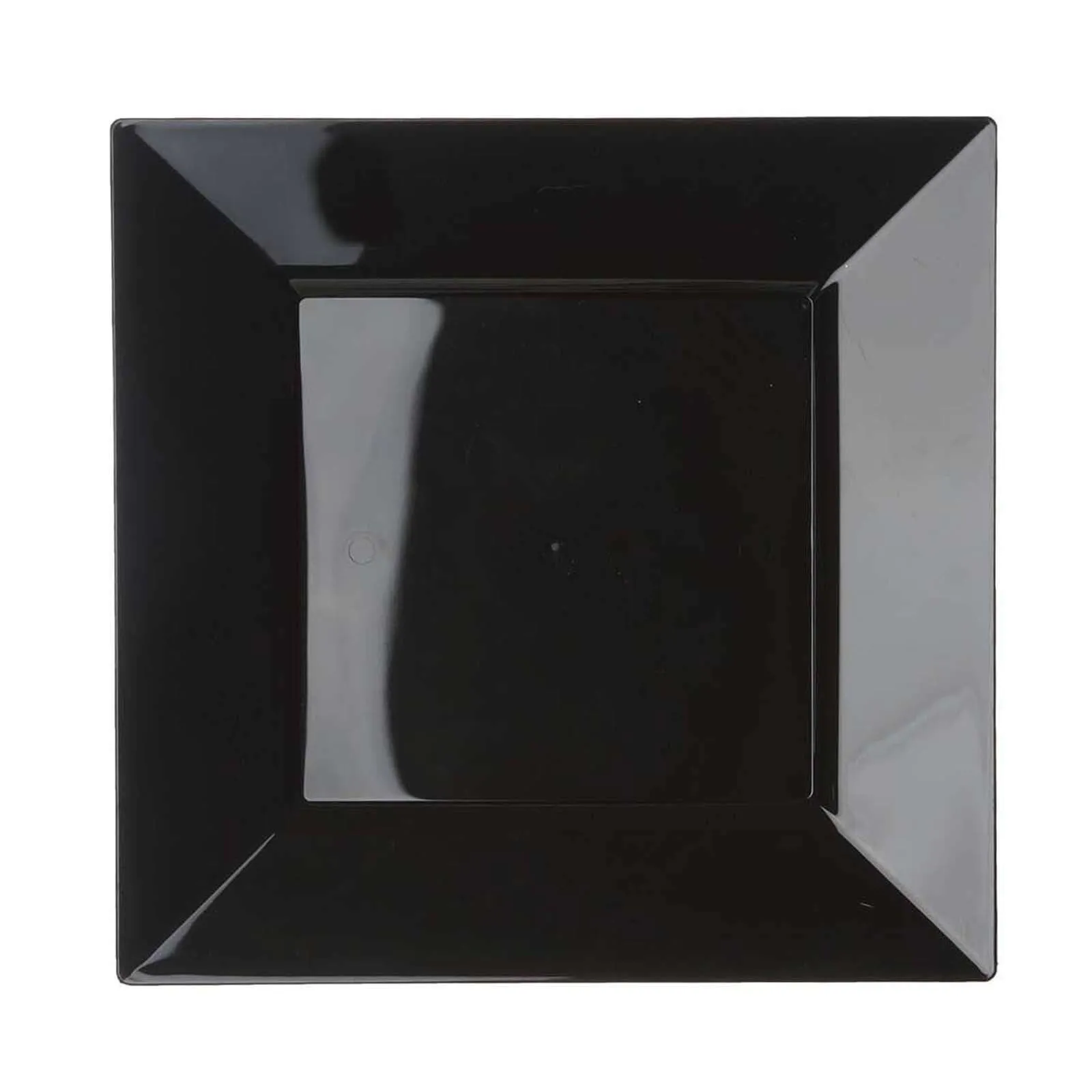 10 Pack 10" Glossy Black Square Disposable Dinner Plates With Wide Rim