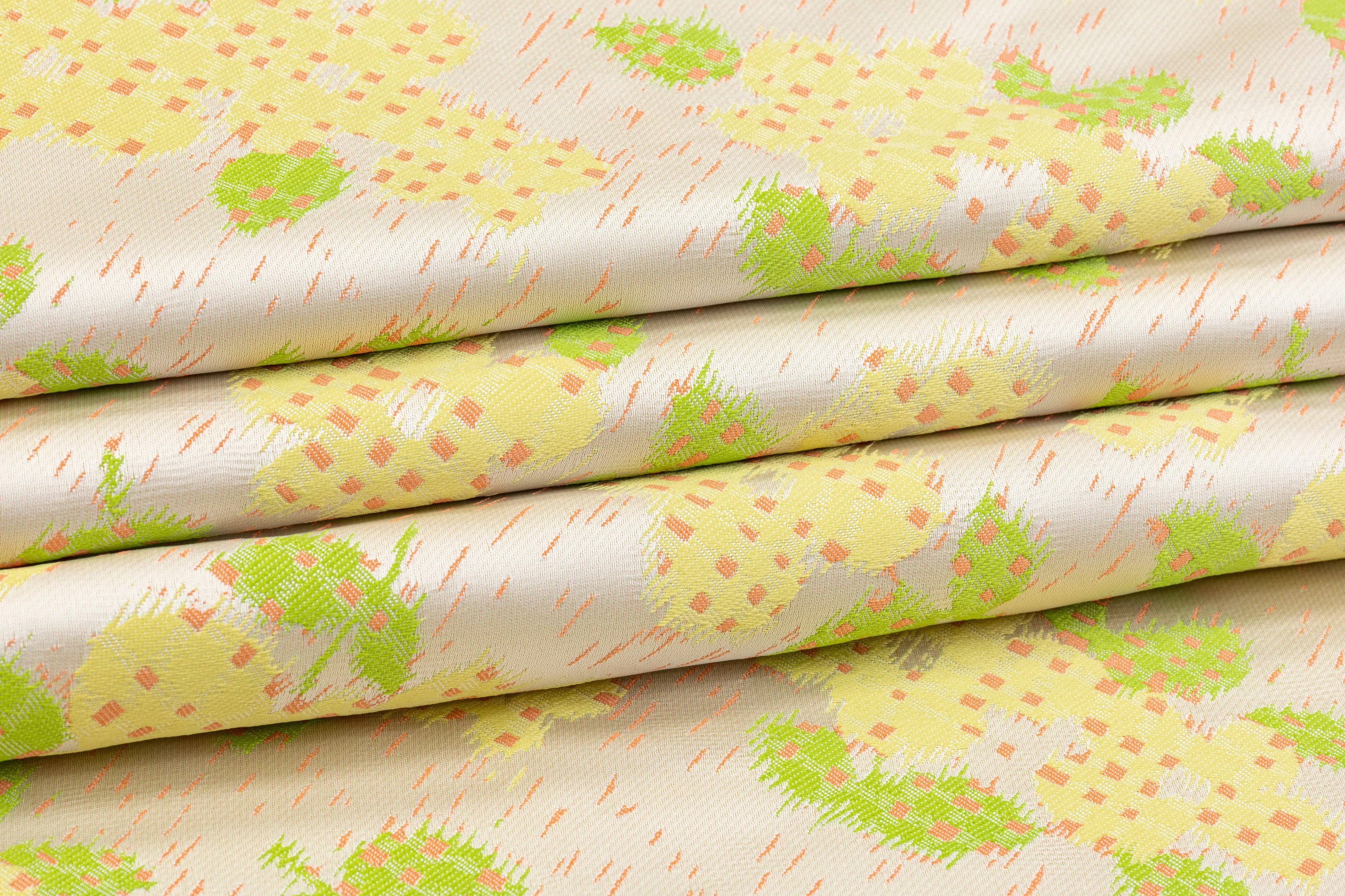 Abstract Floral Italian Brocade - Yellow / Green / Orange