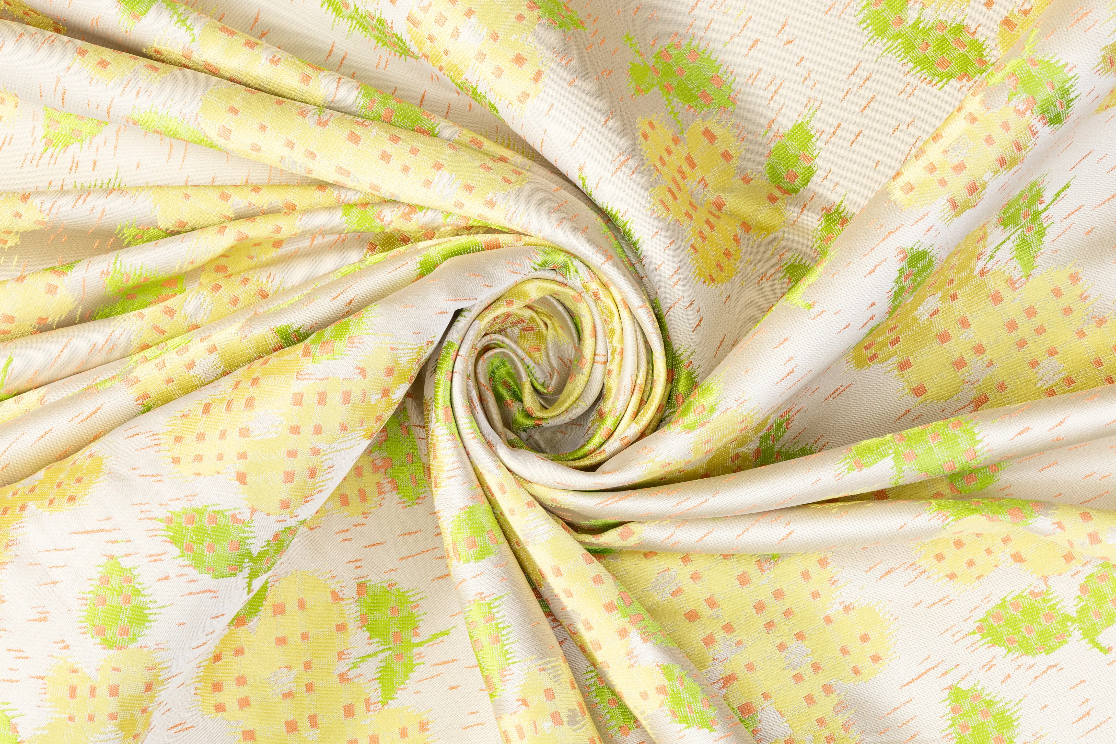 Abstract Floral Italian Brocade - Yellow / Green / Orange