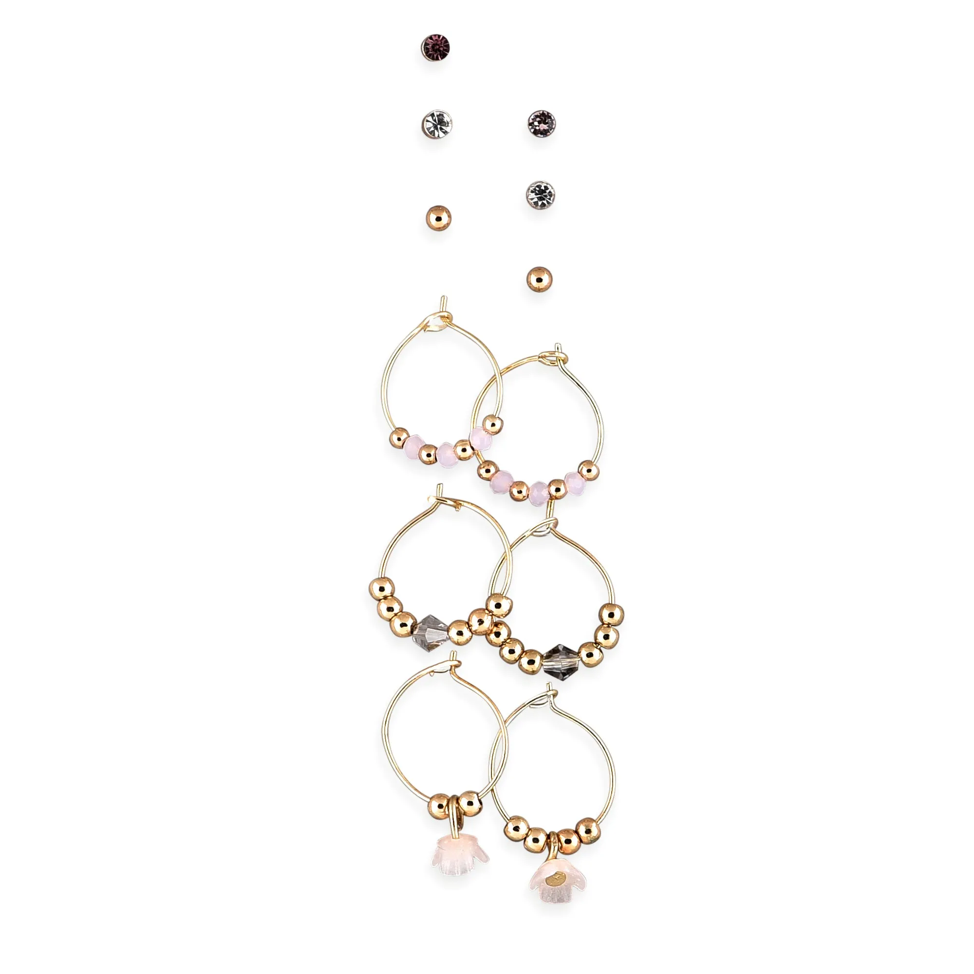 Accessorize London Women's Set Of 6  Pretty Stud & Hoop Earrings