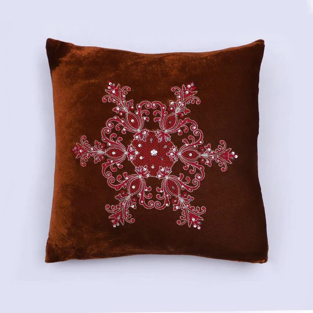 AKC Pure Velvet Embroidered Fascinating Filled Cushion