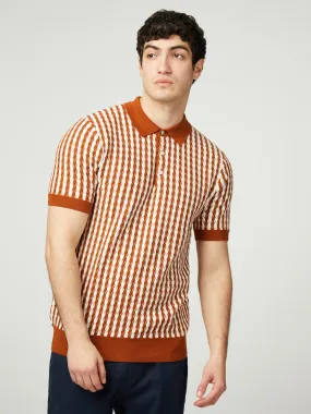 All Over Diamond Textured Polo - Orange