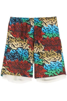 All-Over Graffiti Print Shorts