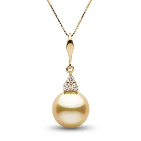 Always Collection Golden 10.0-11.0 mm South Sea Pearl and Diamond Pendant