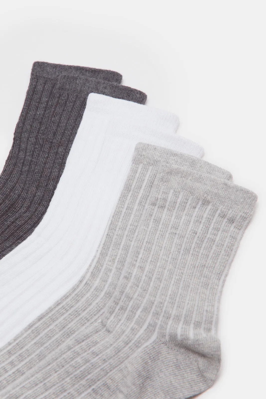 Assorted  Pack Of 3 Regular Length Ribbed Socks