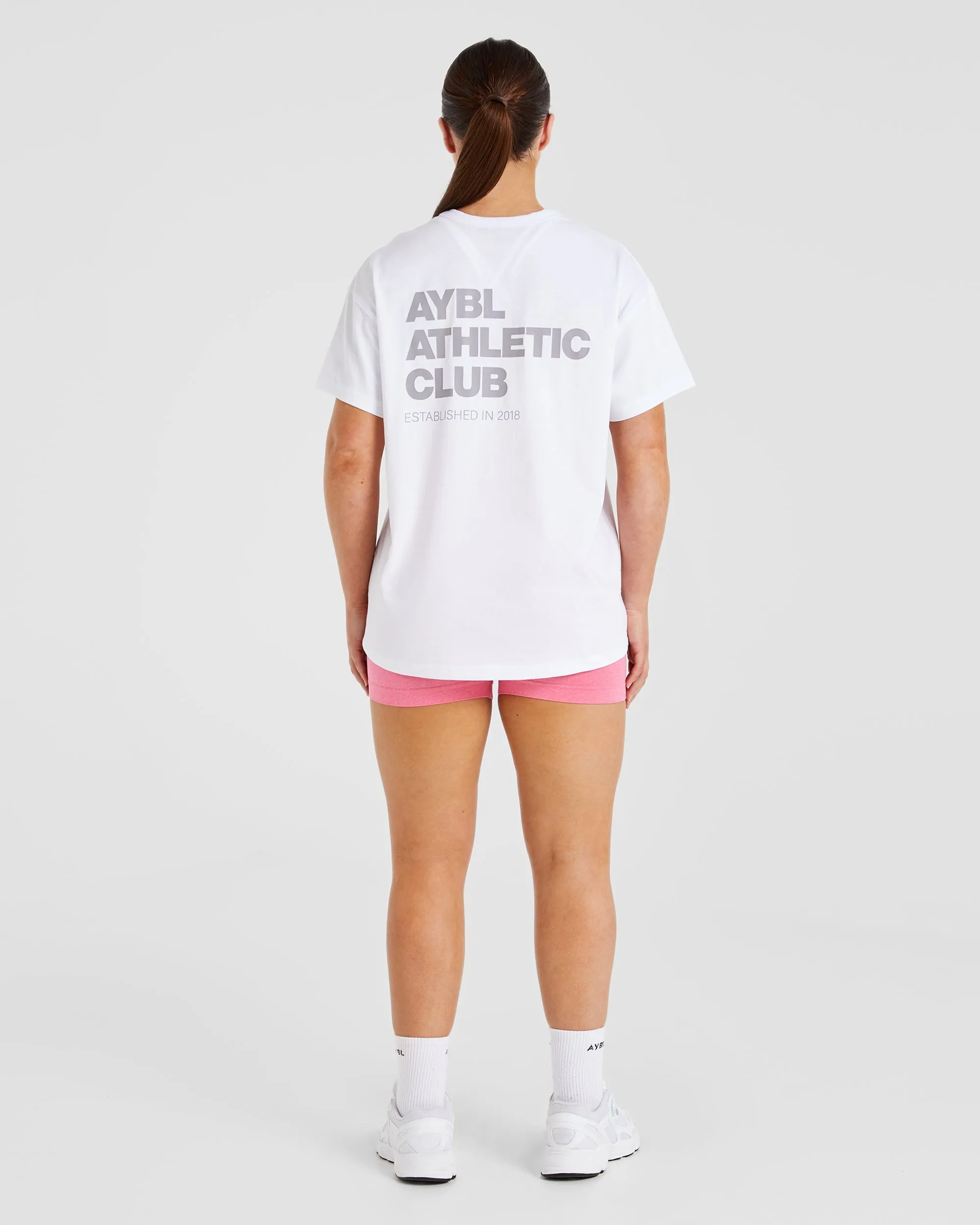 Athletics Club Oversized T Shirt - White/Grey