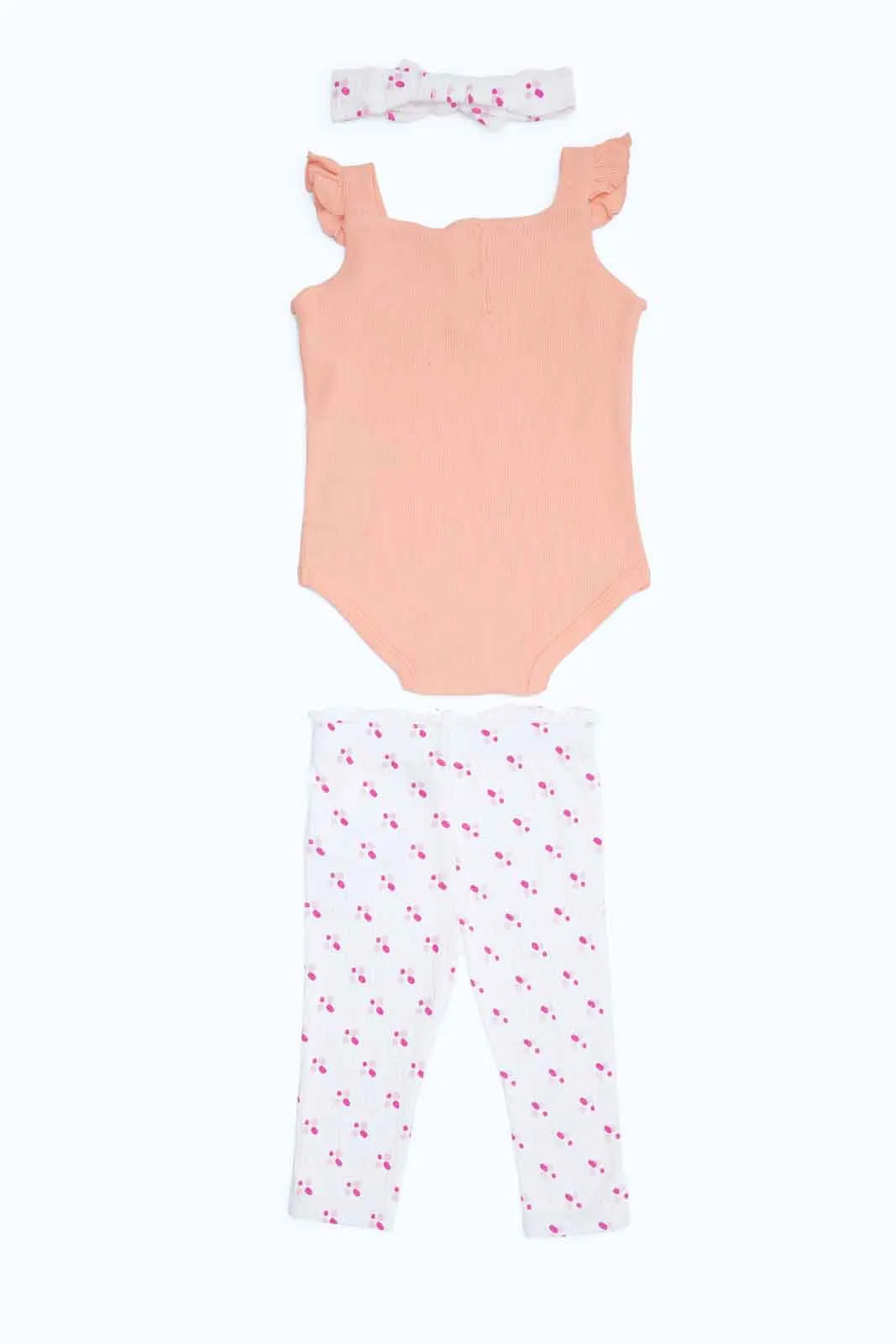 Baby White And Pink Bodysuit Set (3 Piece)