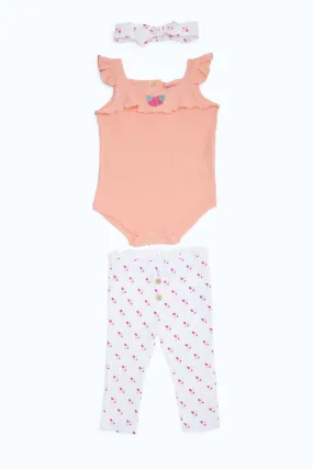 Baby White And Pink Bodysuit Set (3 Piece)