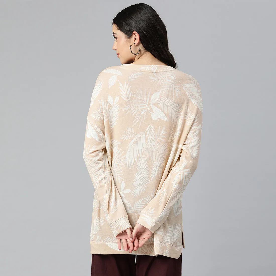 Beige Oversized Fleece Tunic