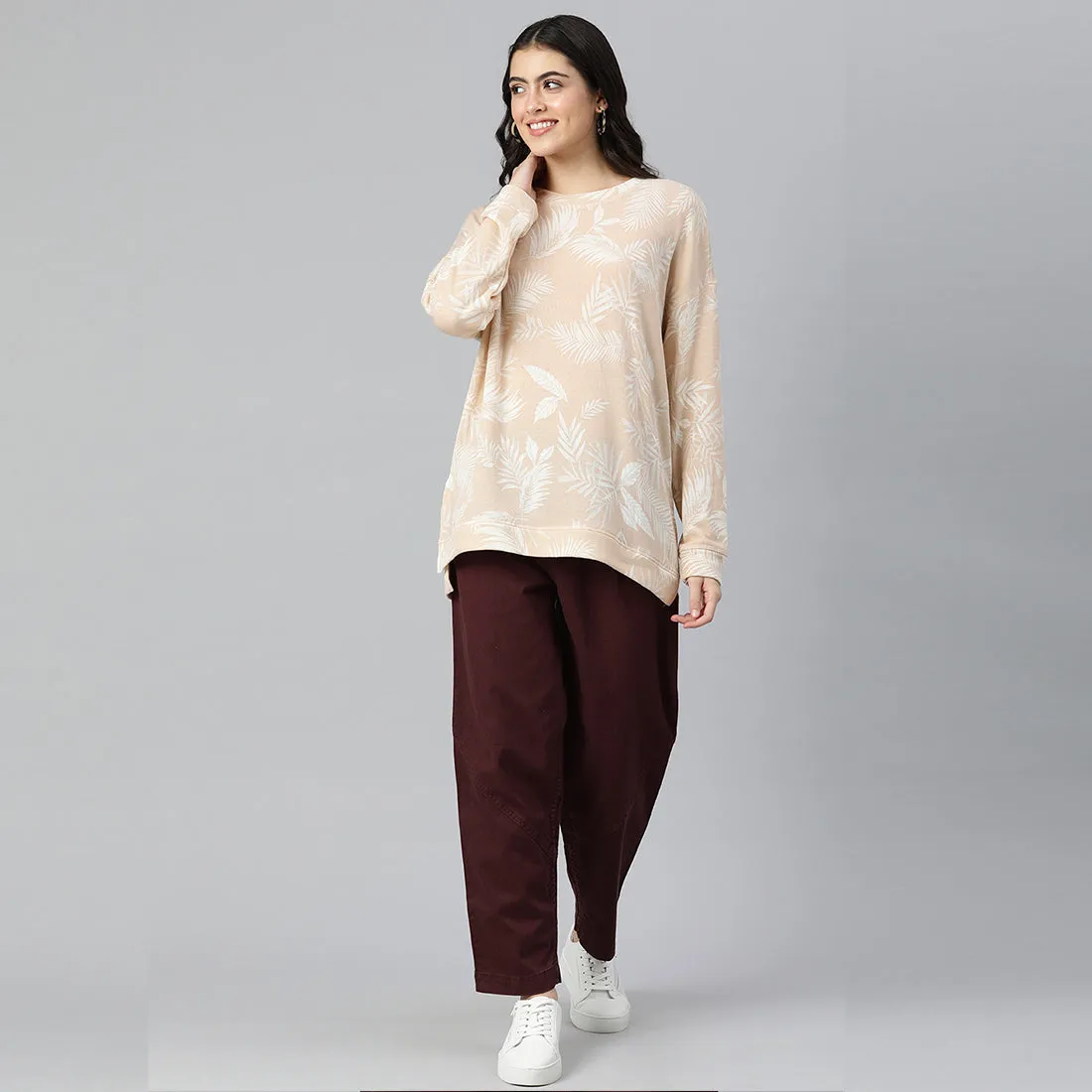 Beige Oversized Fleece Tunic