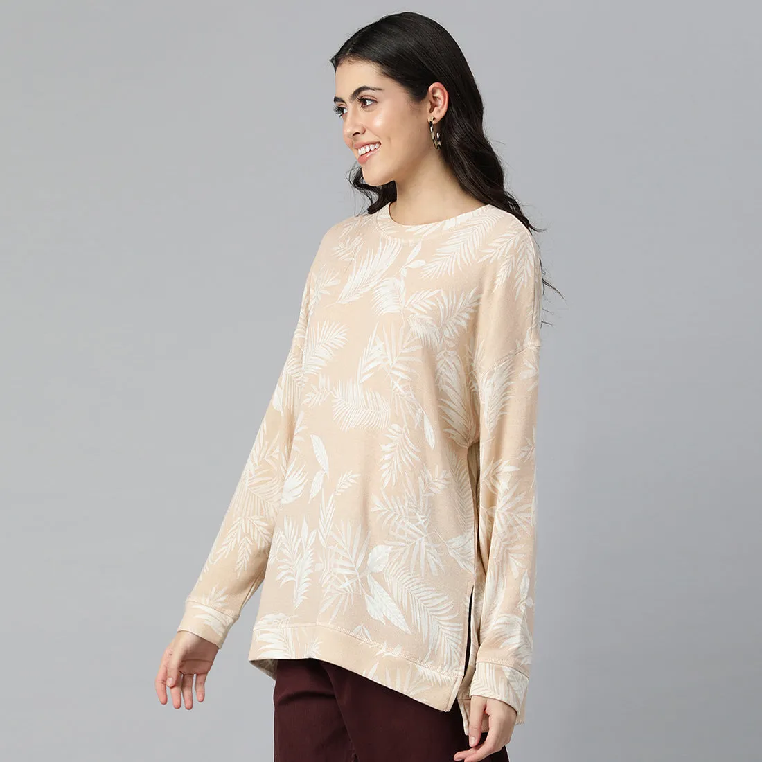 Beige Oversized Fleece Tunic