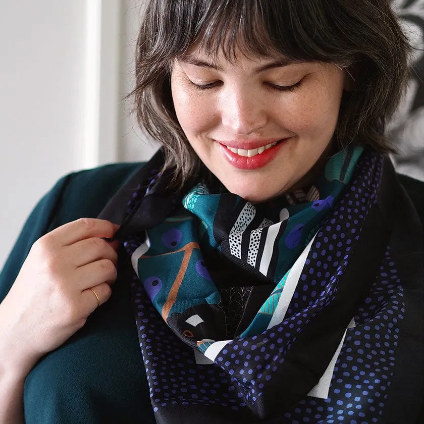 Bella the Black Cockatoo Square Scarf