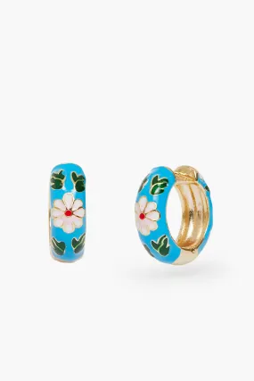 Blue Deco Hoop Earrings