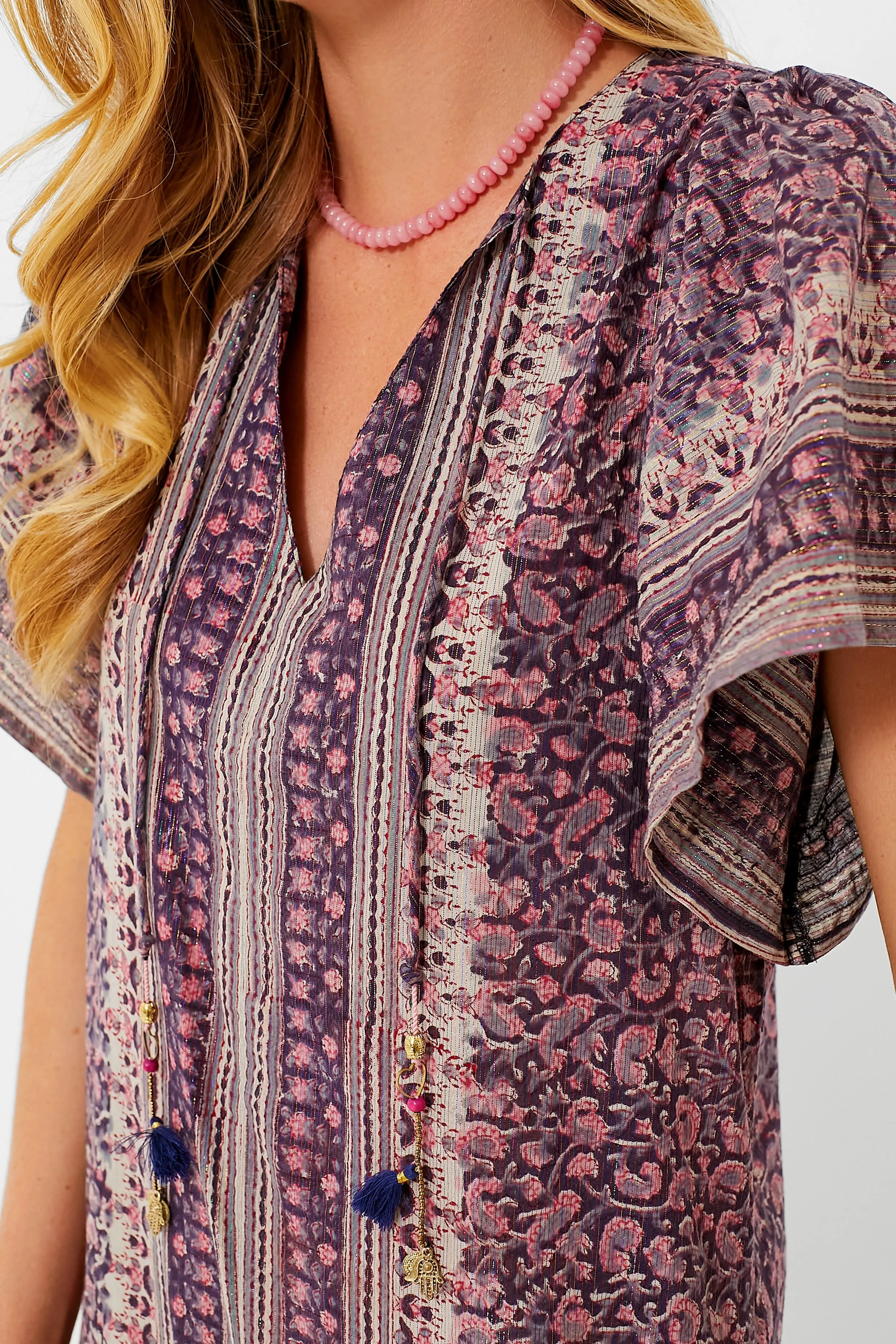 Brown Pink Metallic Angel Kaftan