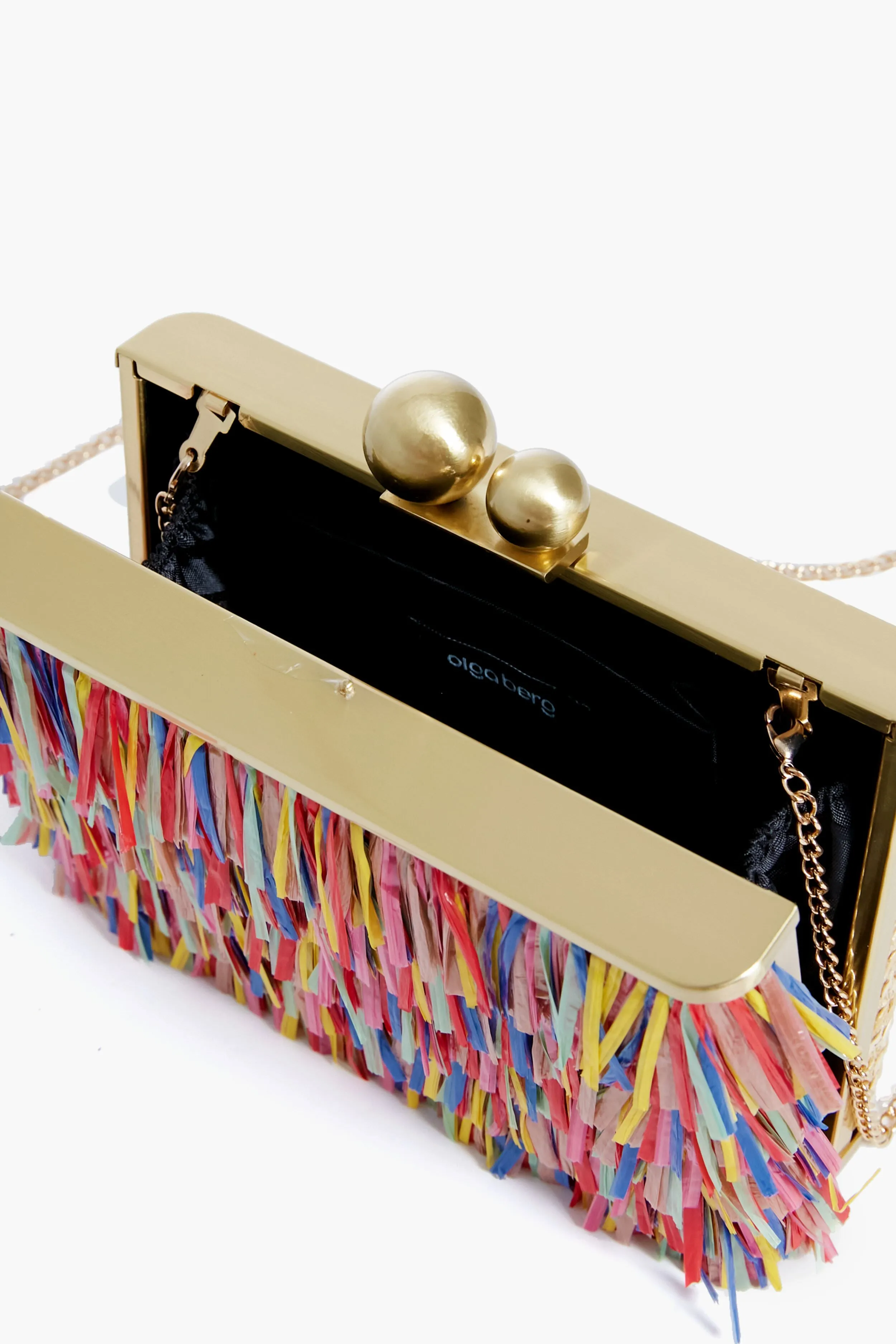 Carlita Carnivale Raffia Fringed Clutch