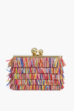 Carlita Carnivale Raffia Fringed Clutch