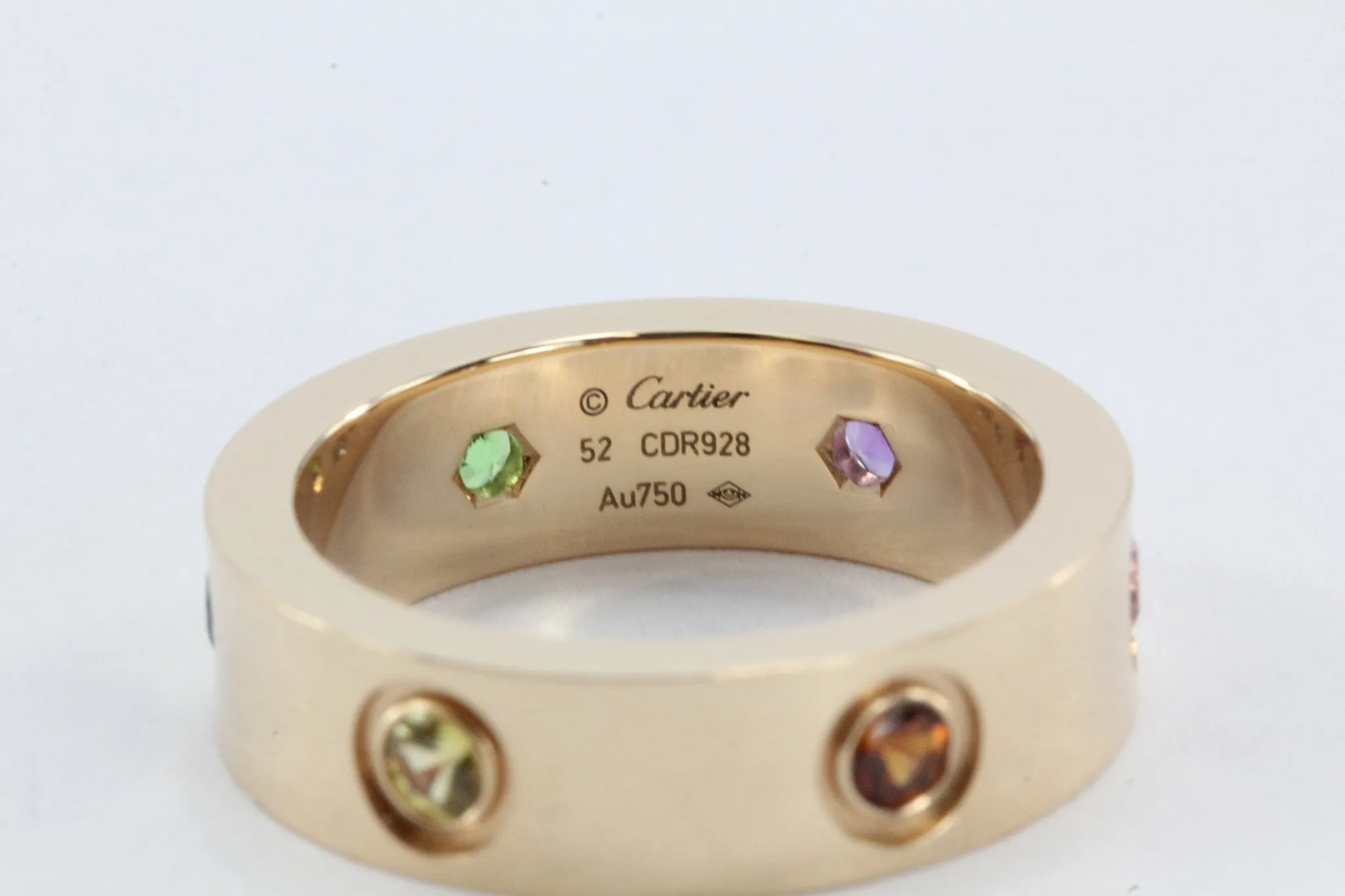 Cartier Love Multicolor Gem Gold Band Ring