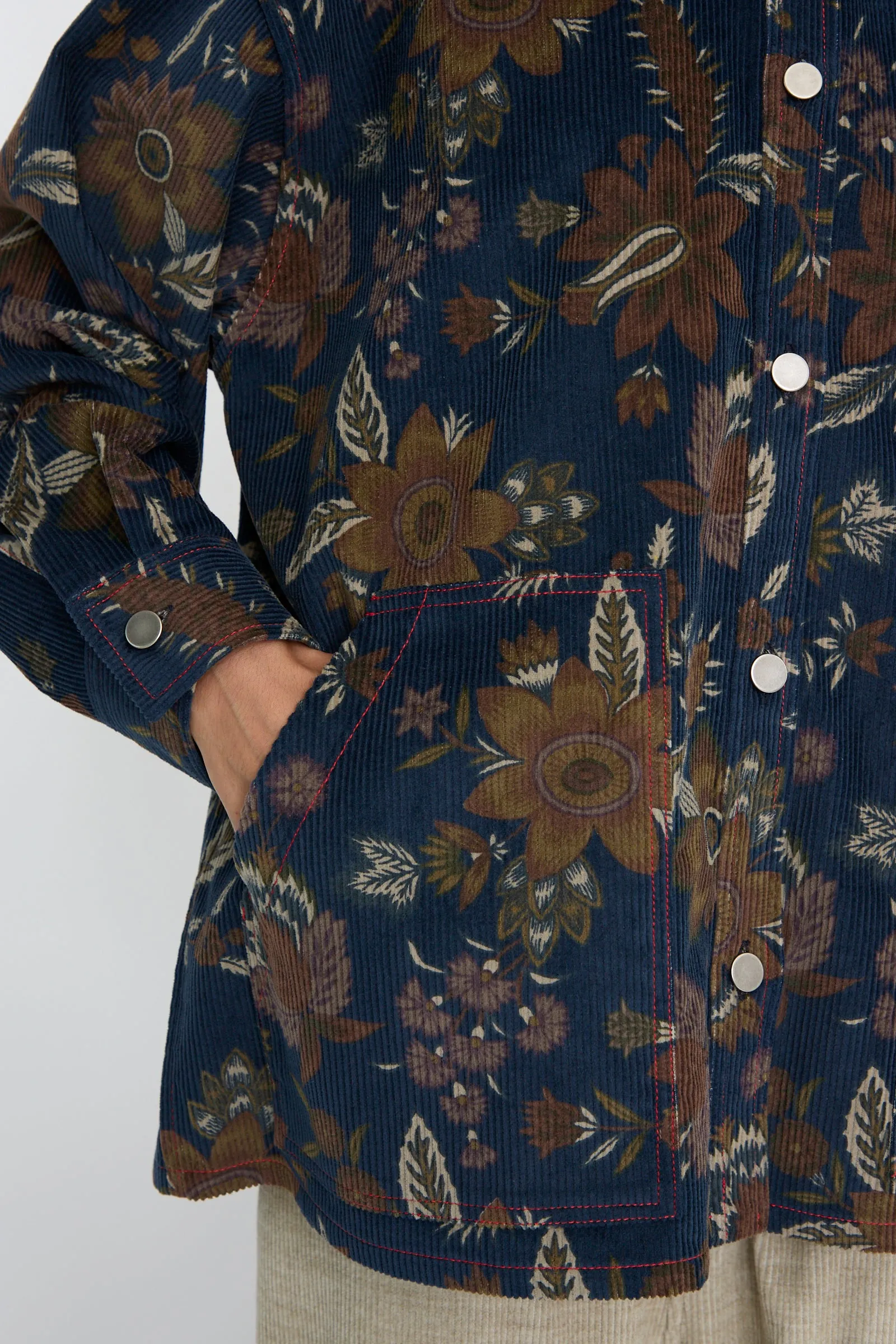 Corduroy Overshirt in Printed Floral