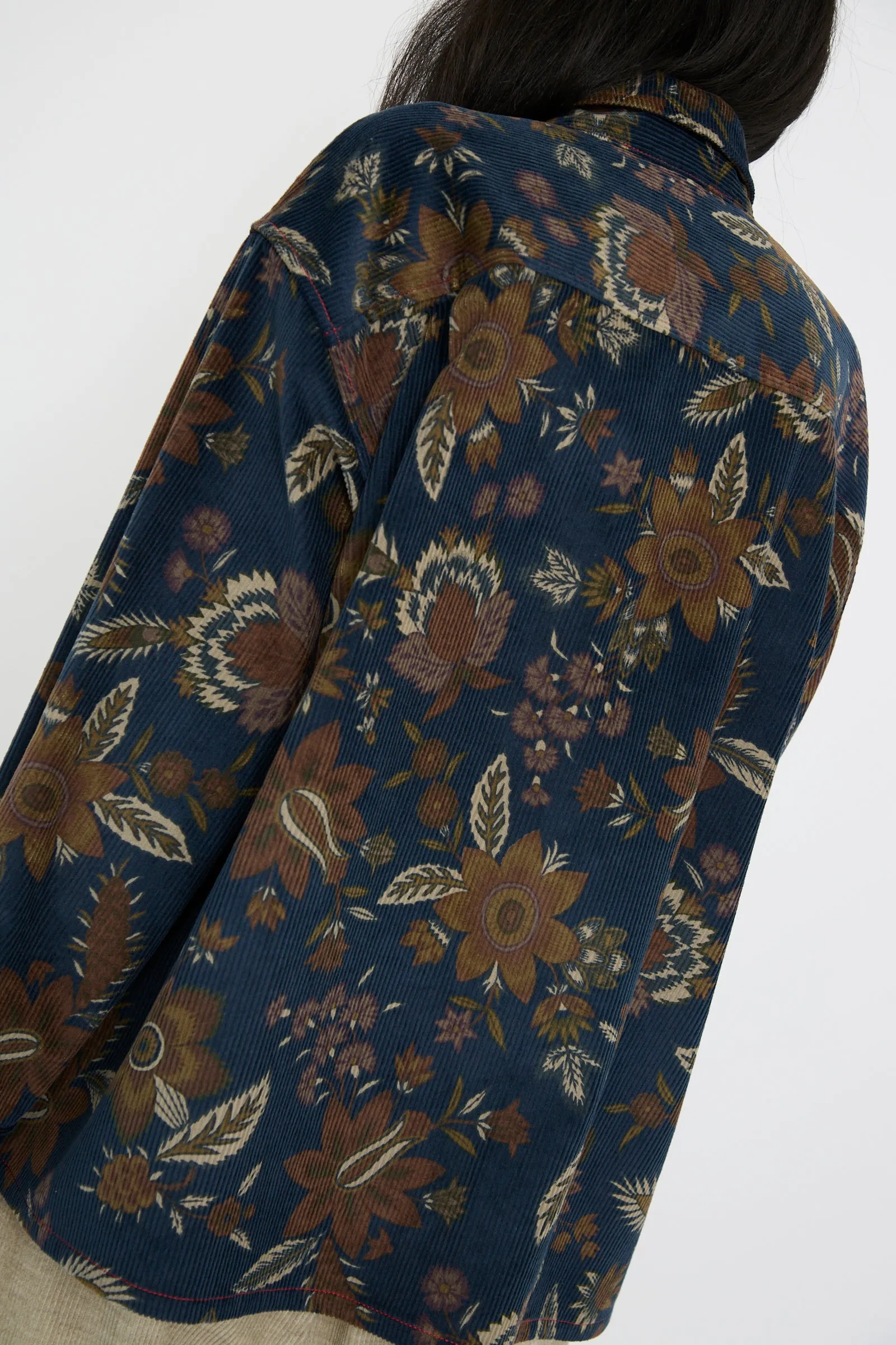 Corduroy Overshirt in Printed Floral