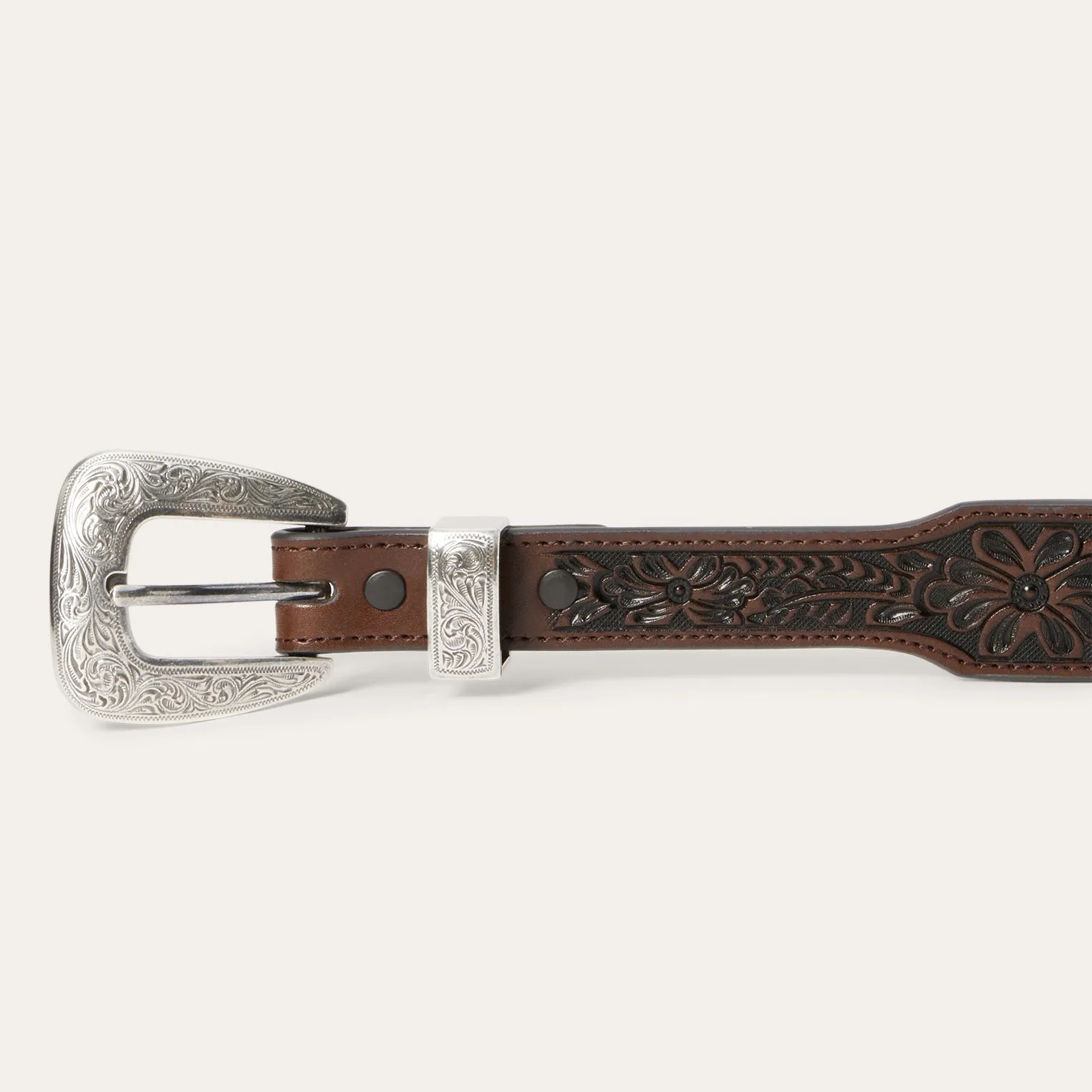 Croco Print Tooled Tapered Belt