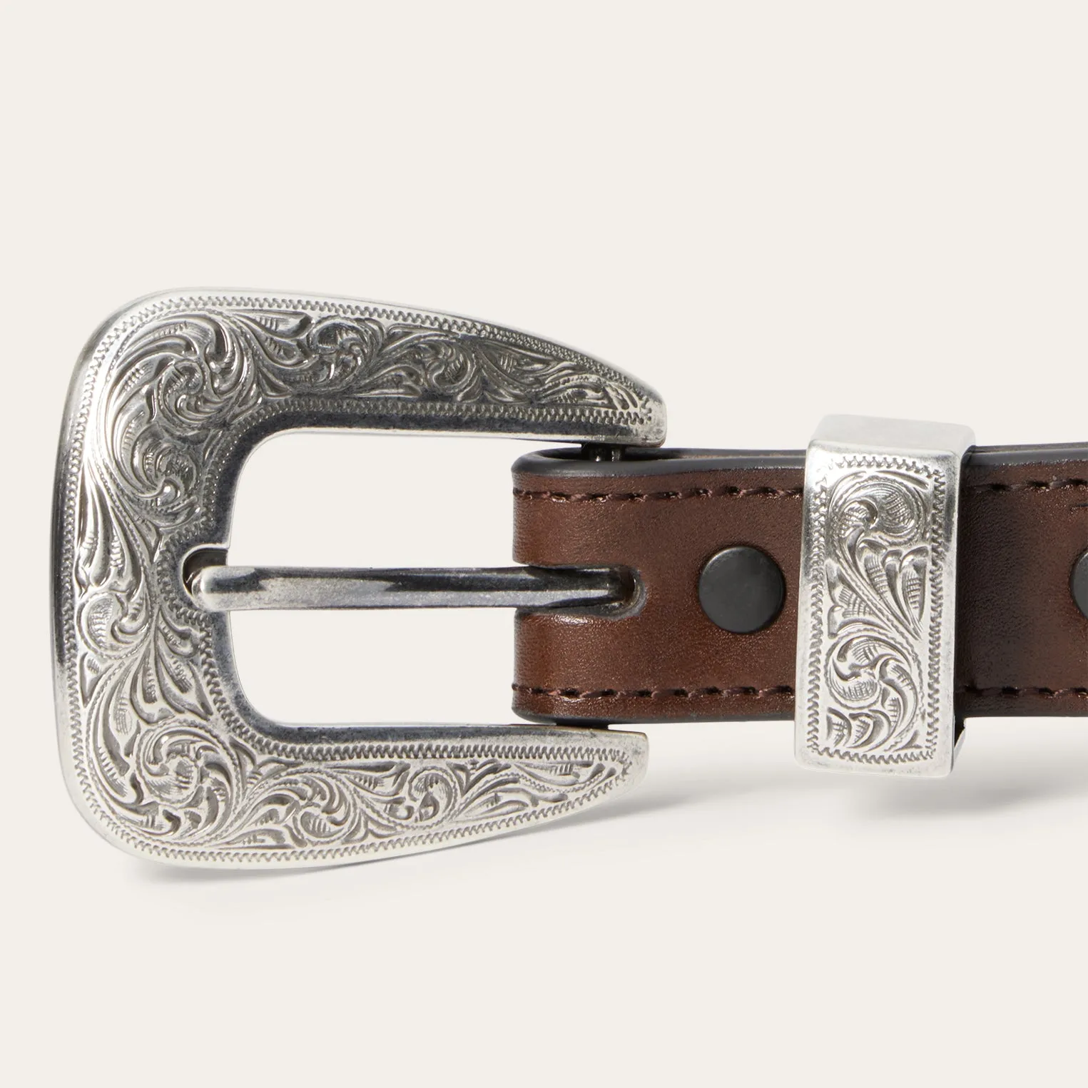 Croco Print Tooled Tapered Belt