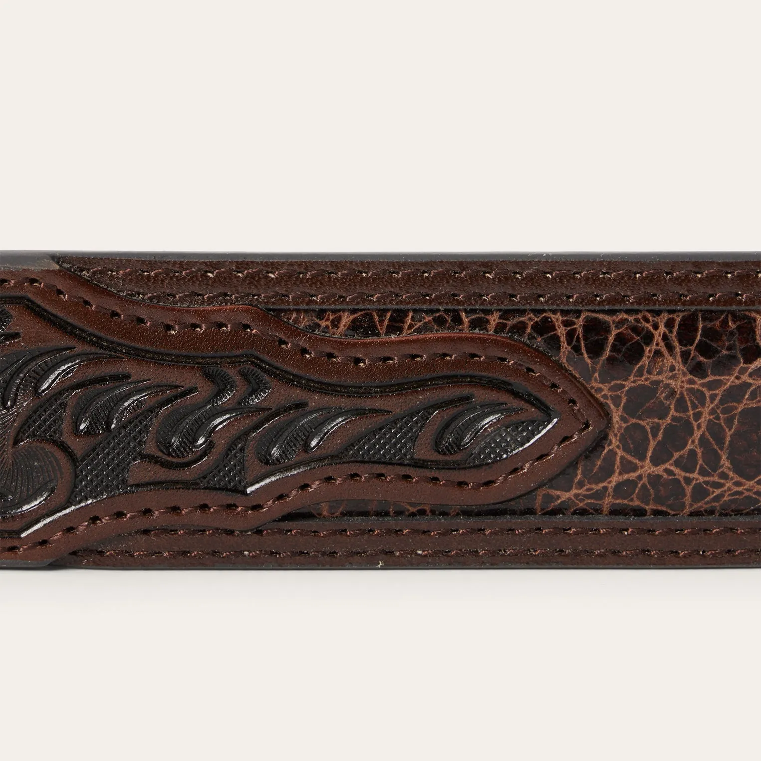 Croco Print Tooled Tapered Belt