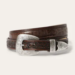 Croco Print Tooled Tapered Belt