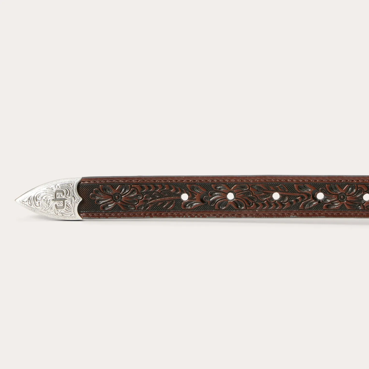 Croco Print Tooled Tapered Belt