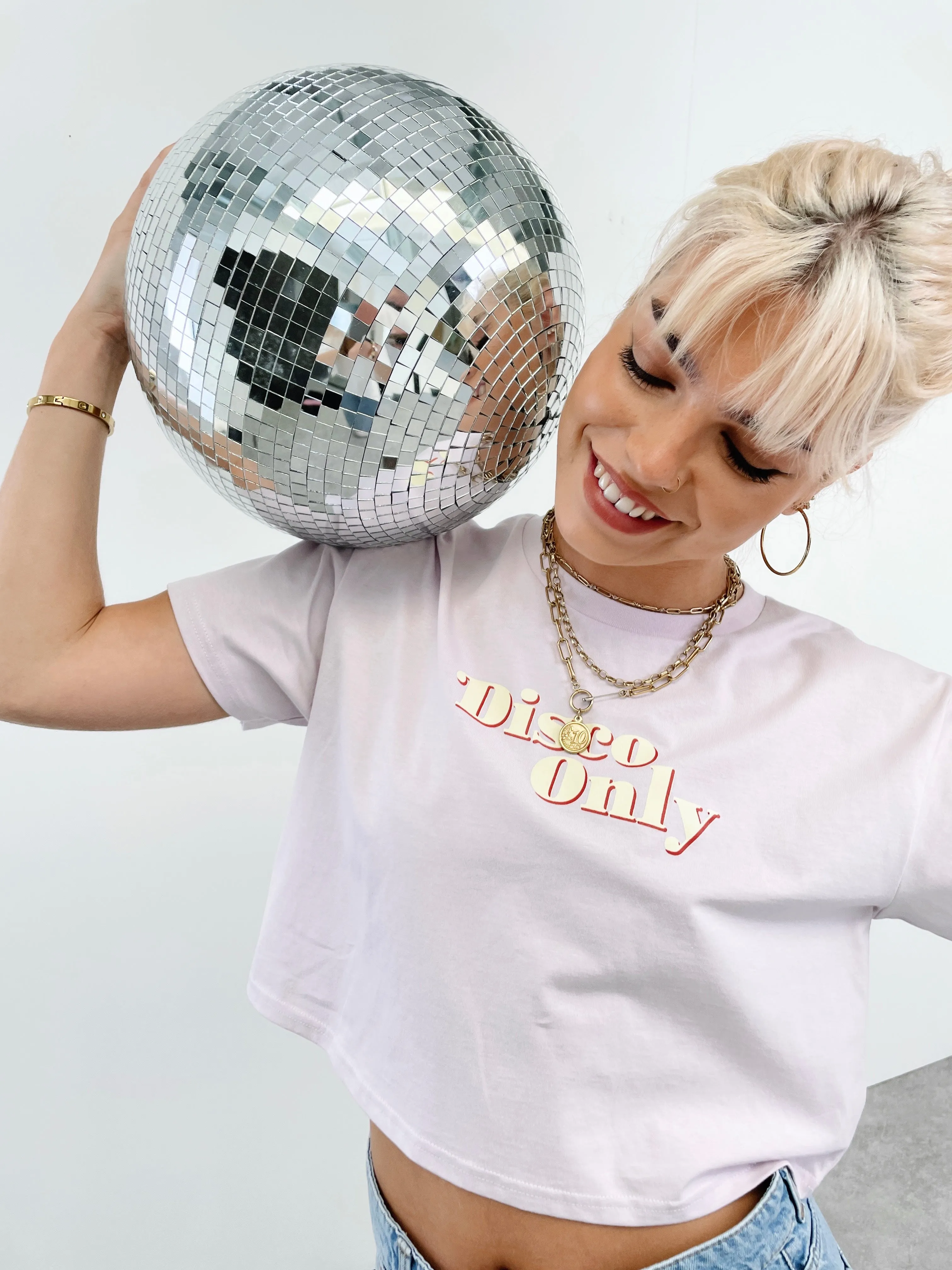 DISCO ONLY WMNS '70s' Cropped Tee - Orchid