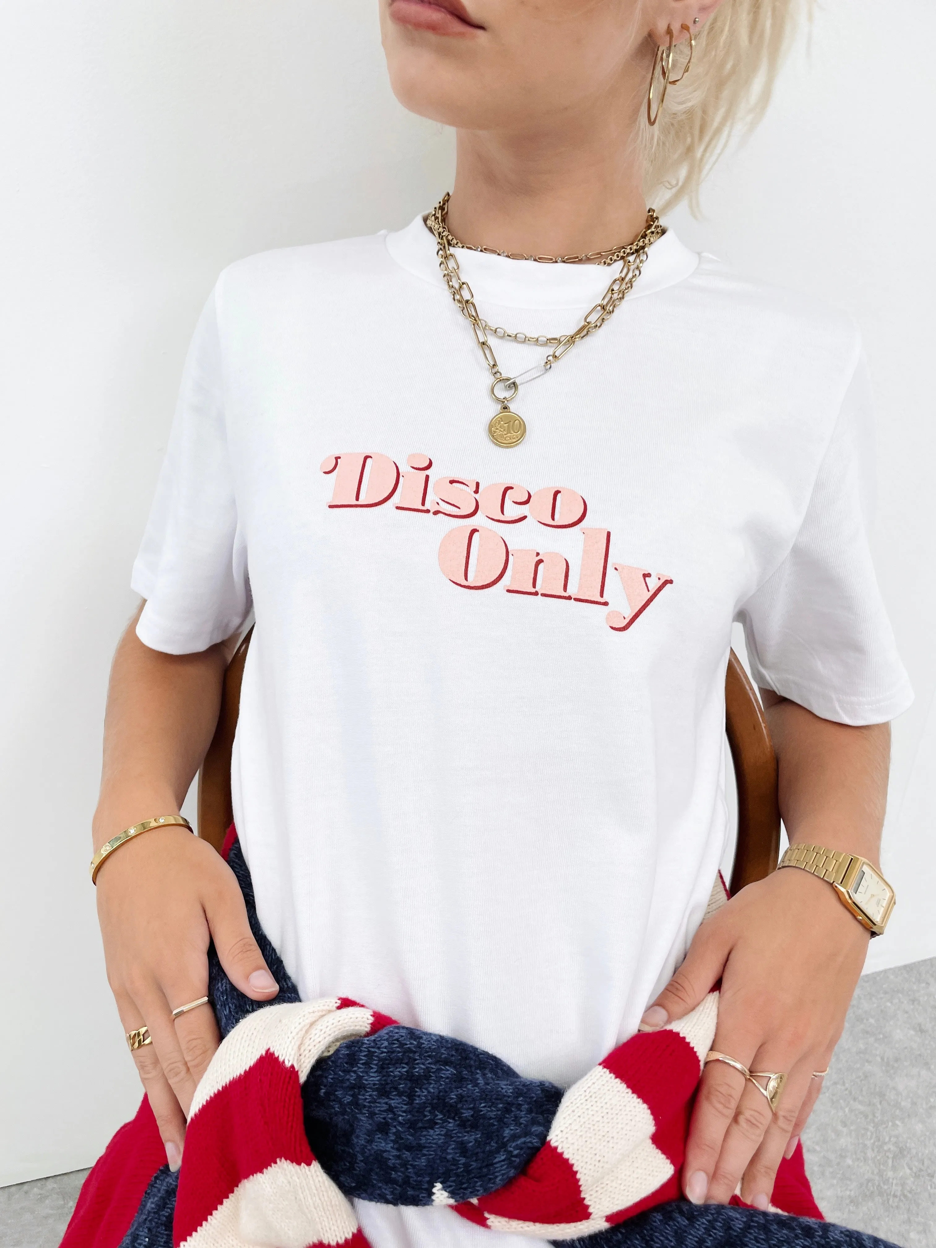 DISCO ONLY WMNS '70s' Heavy Tee - White