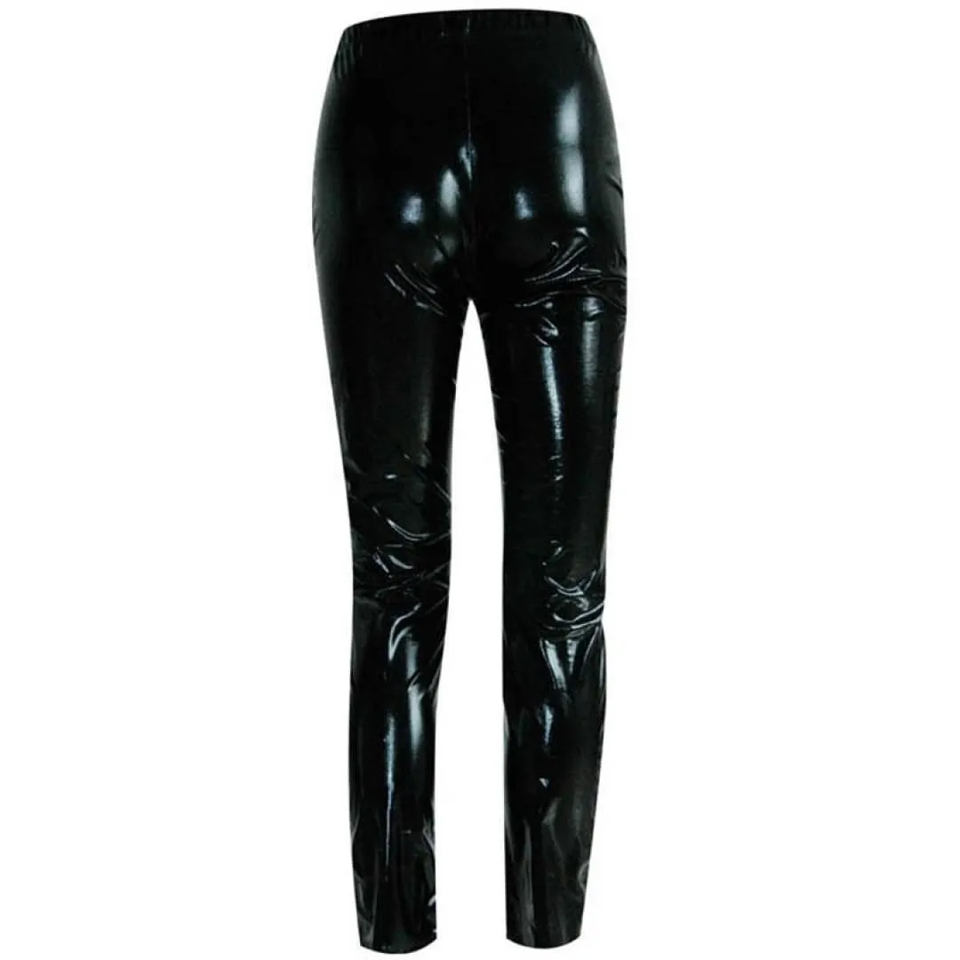 Faux Leather Lace-Up Punk Rock Leggings