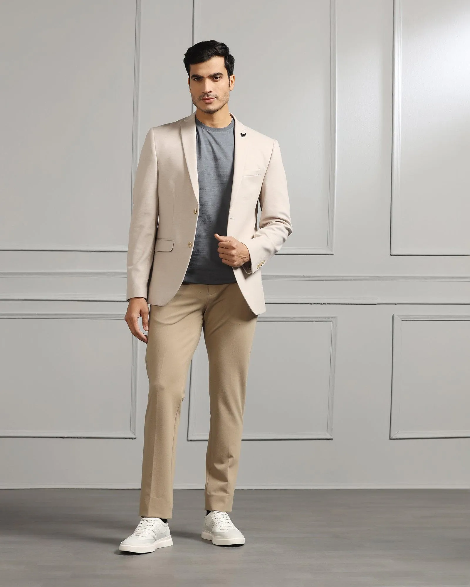 Formal Beige Textured Blazer - Caleb