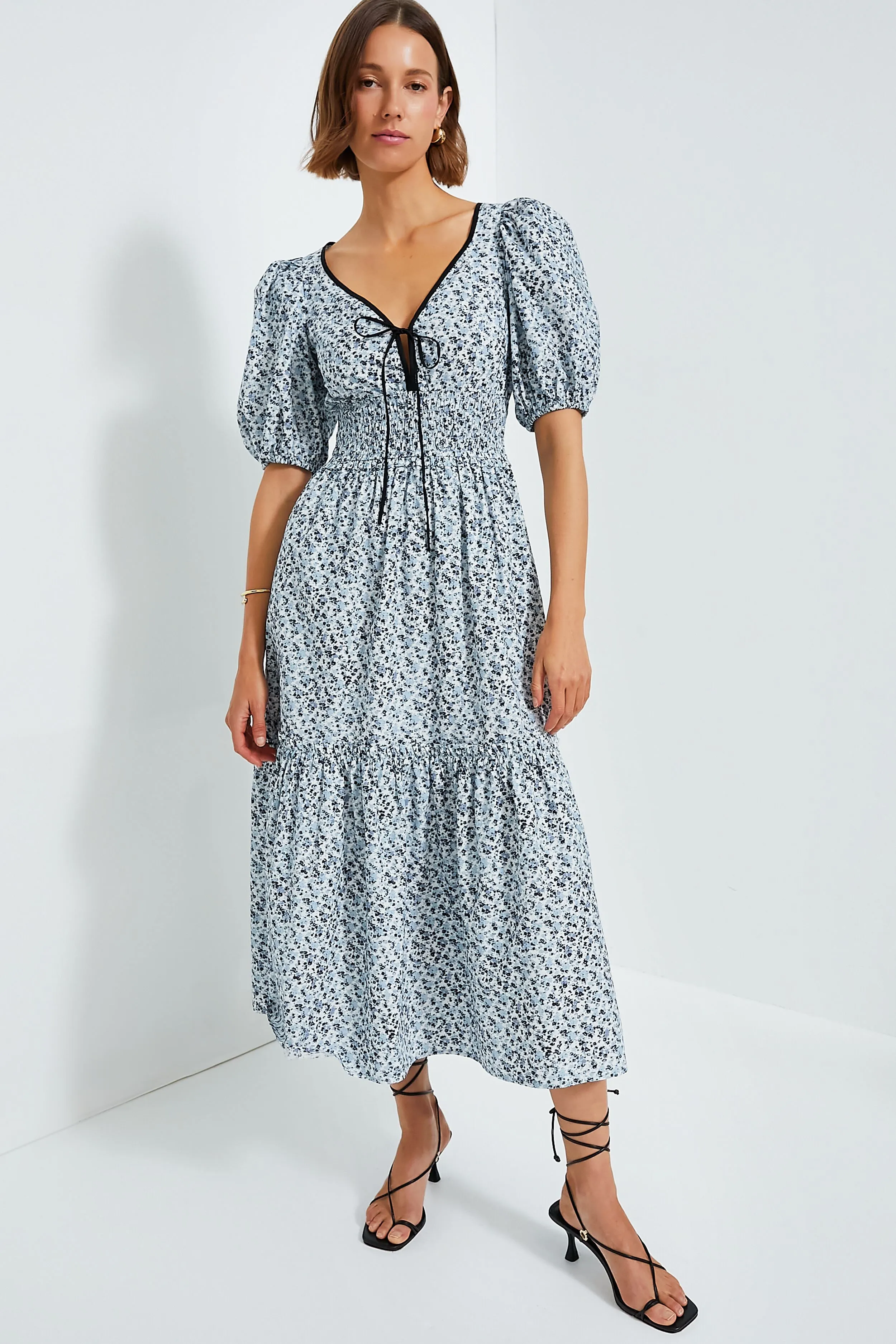 Glacier Lake Printed Cotton Long Smock Dress