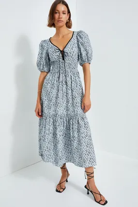 Glacier Lake Printed Cotton Long Smock Dress