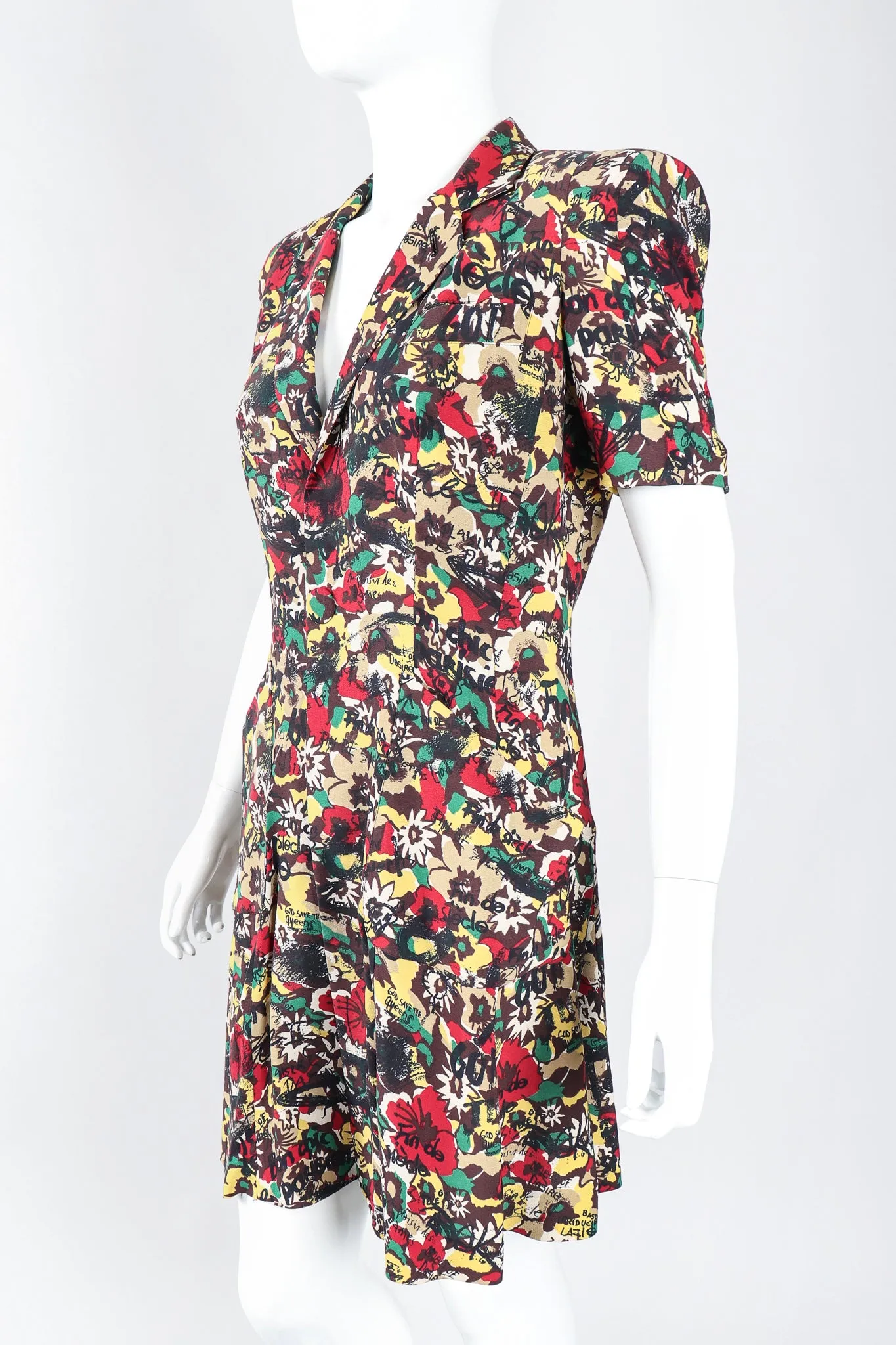 Graffiti Print Silk Coat Dress