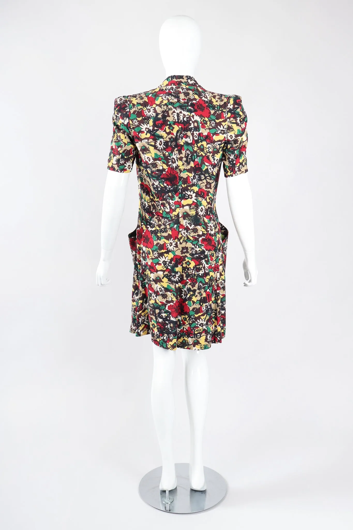 Graffiti Print Silk Coat Dress