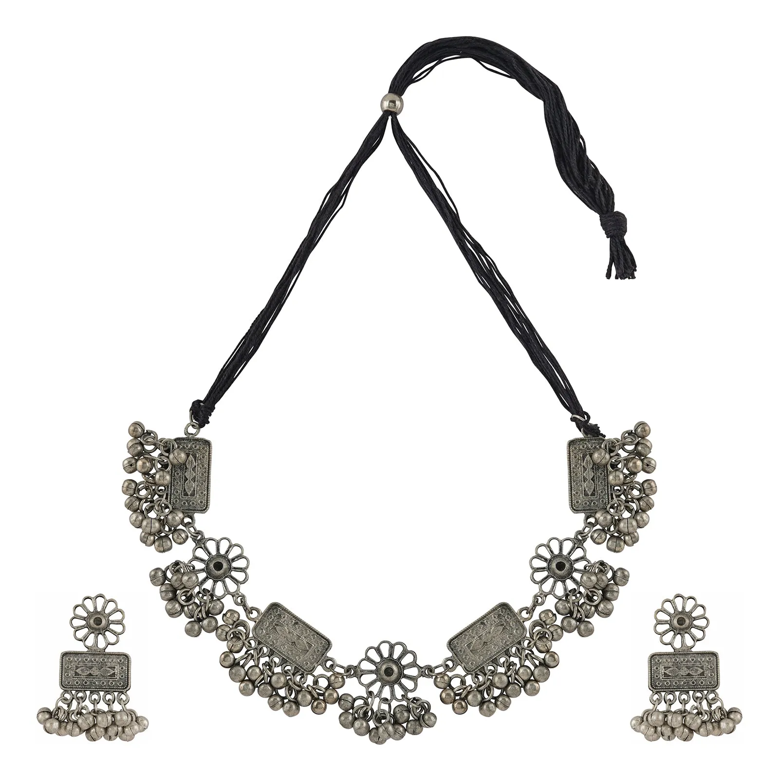 Jashn Silver Oxidised Necklace set