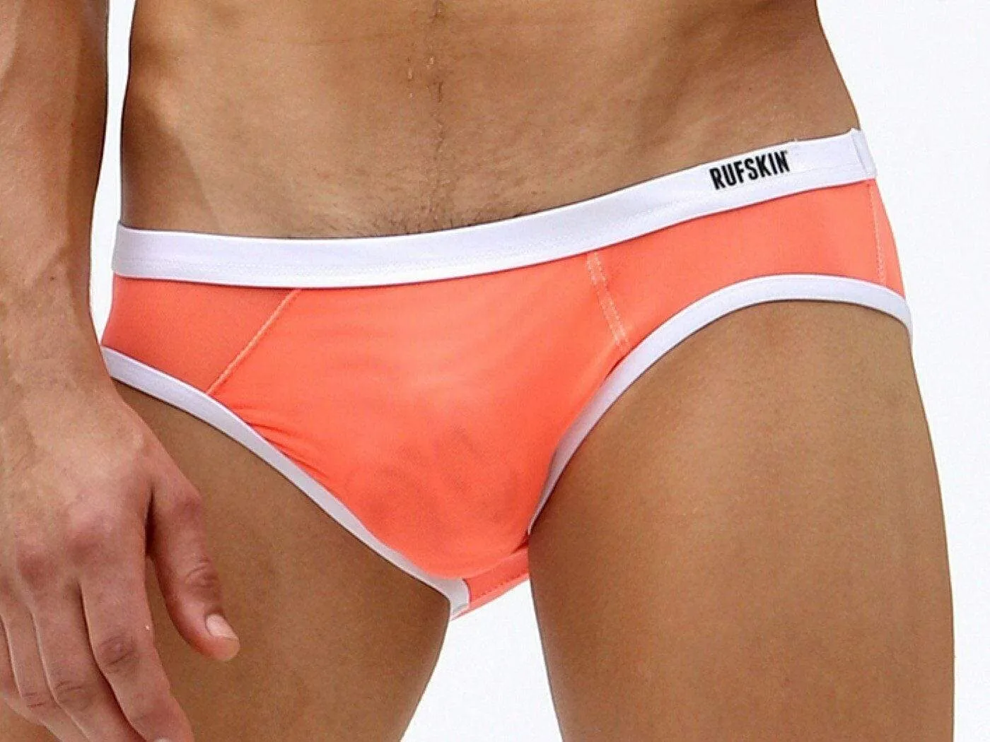 LARGE RUFSKIN Brief Bulle All-Mesh Slip Sexy Silky Briefs Orange 4