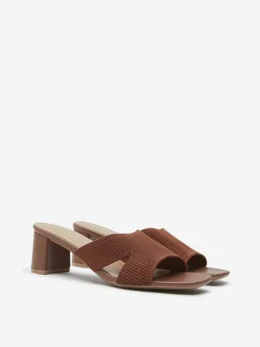 LUNA BLU Tan Knit-Textured Heel Sandals