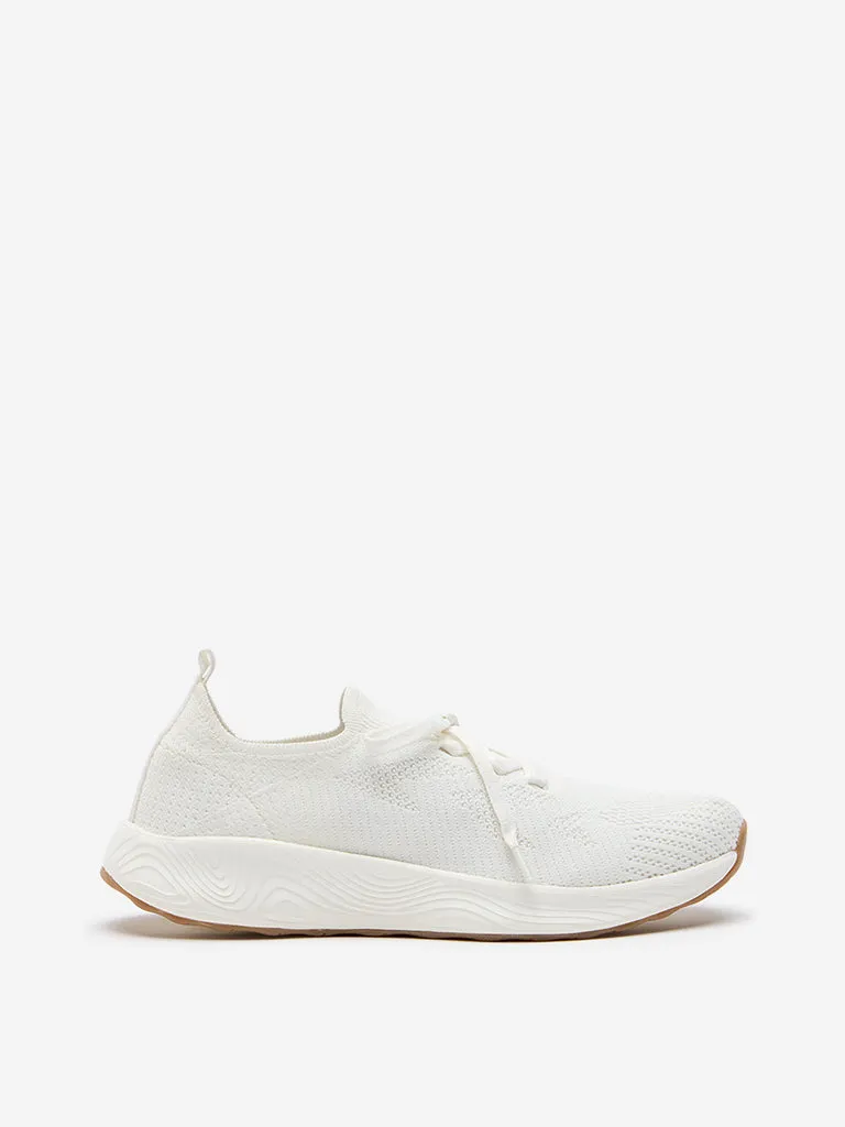 LUNA BLU White Knit-Textured Lace-Up Shoes