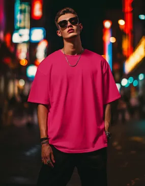 Magenta Solid Oversized T-shirt