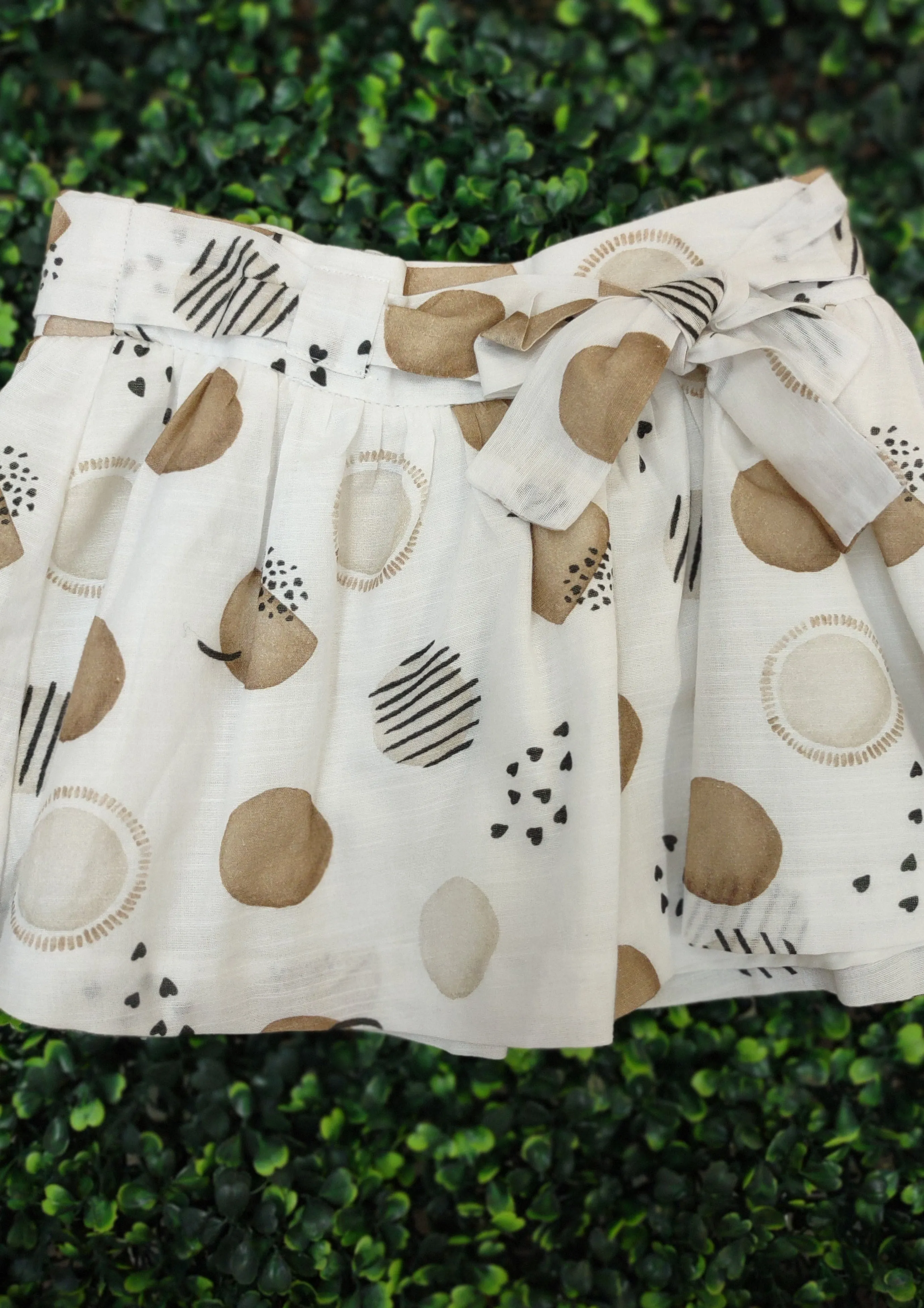 Mayoral Girl’s Ivory and Beige Polka Dot Skirt Set 1942