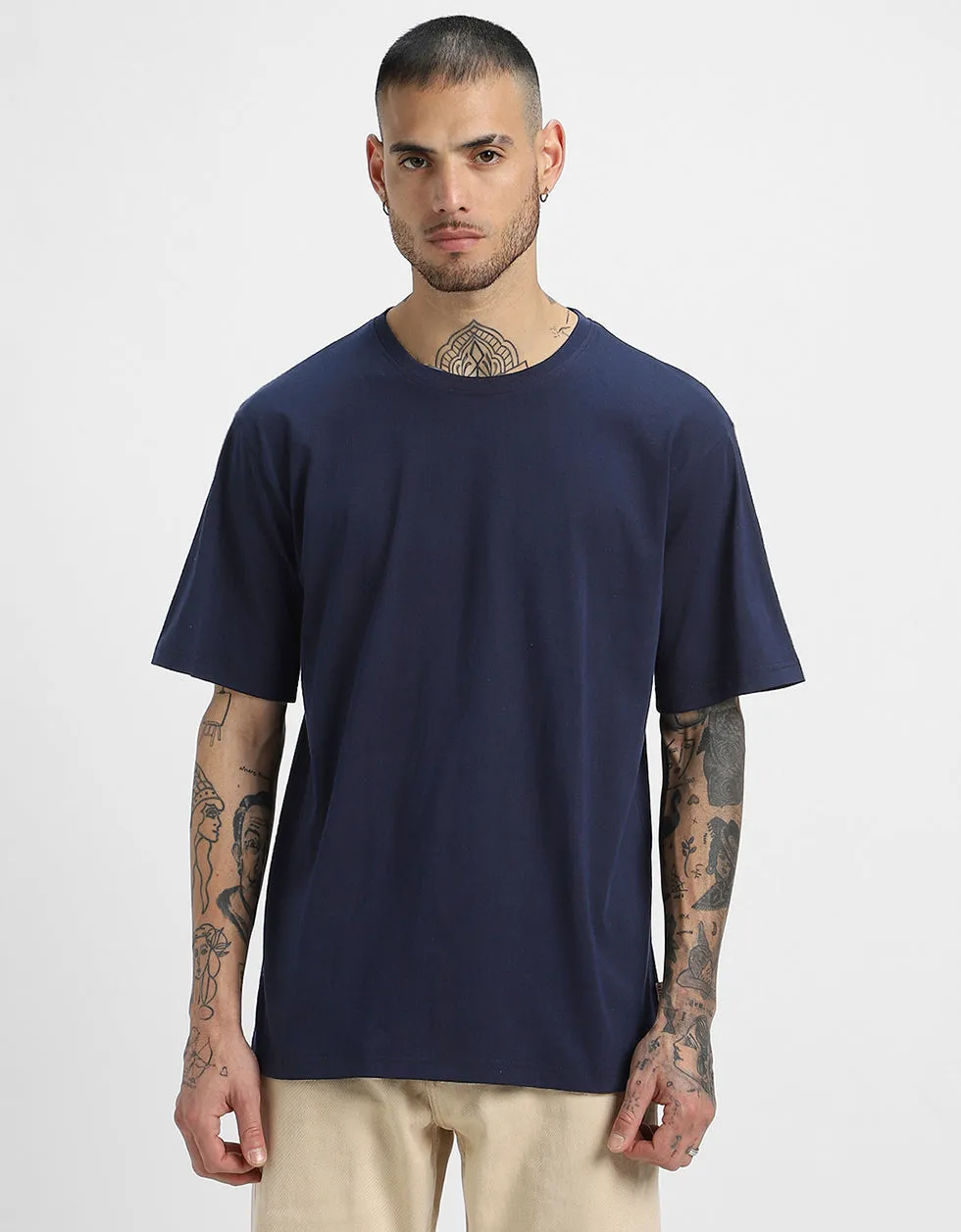 Navy Solid Oversized T-shirt