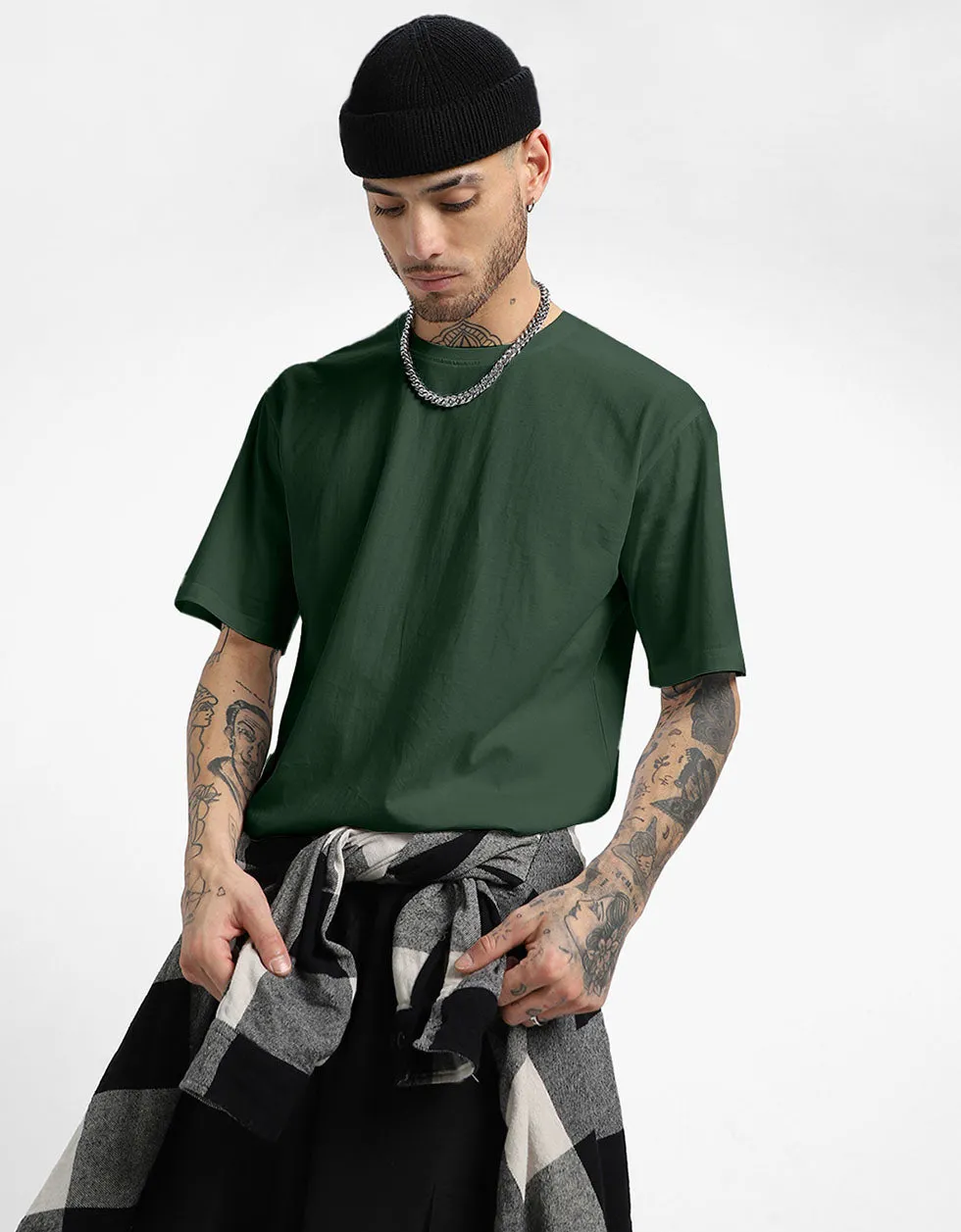 Olive Solid Oversized T-shirt