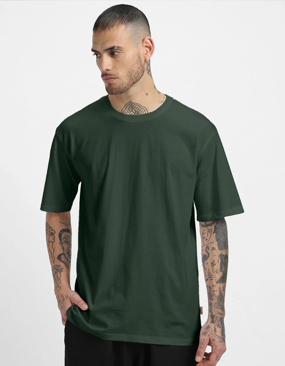 Olive Solid Oversized T-shirt