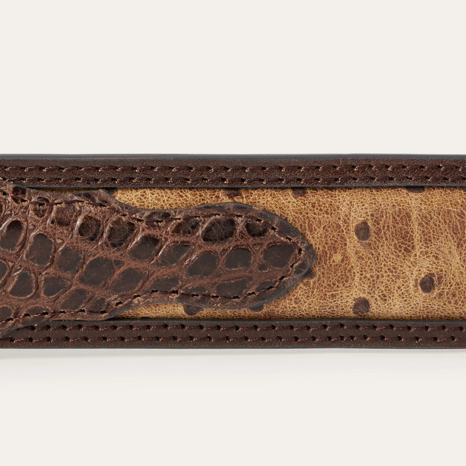 Ostrich Print Croco Embossed Western Tabs Belt