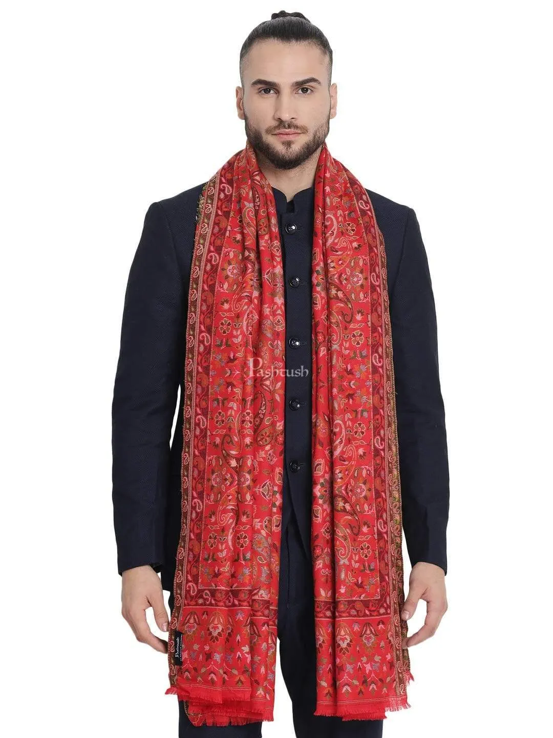 Pashtush Mens Ethnic Stole, Faux Pashmina, Soft And Warm, Multi Coloured