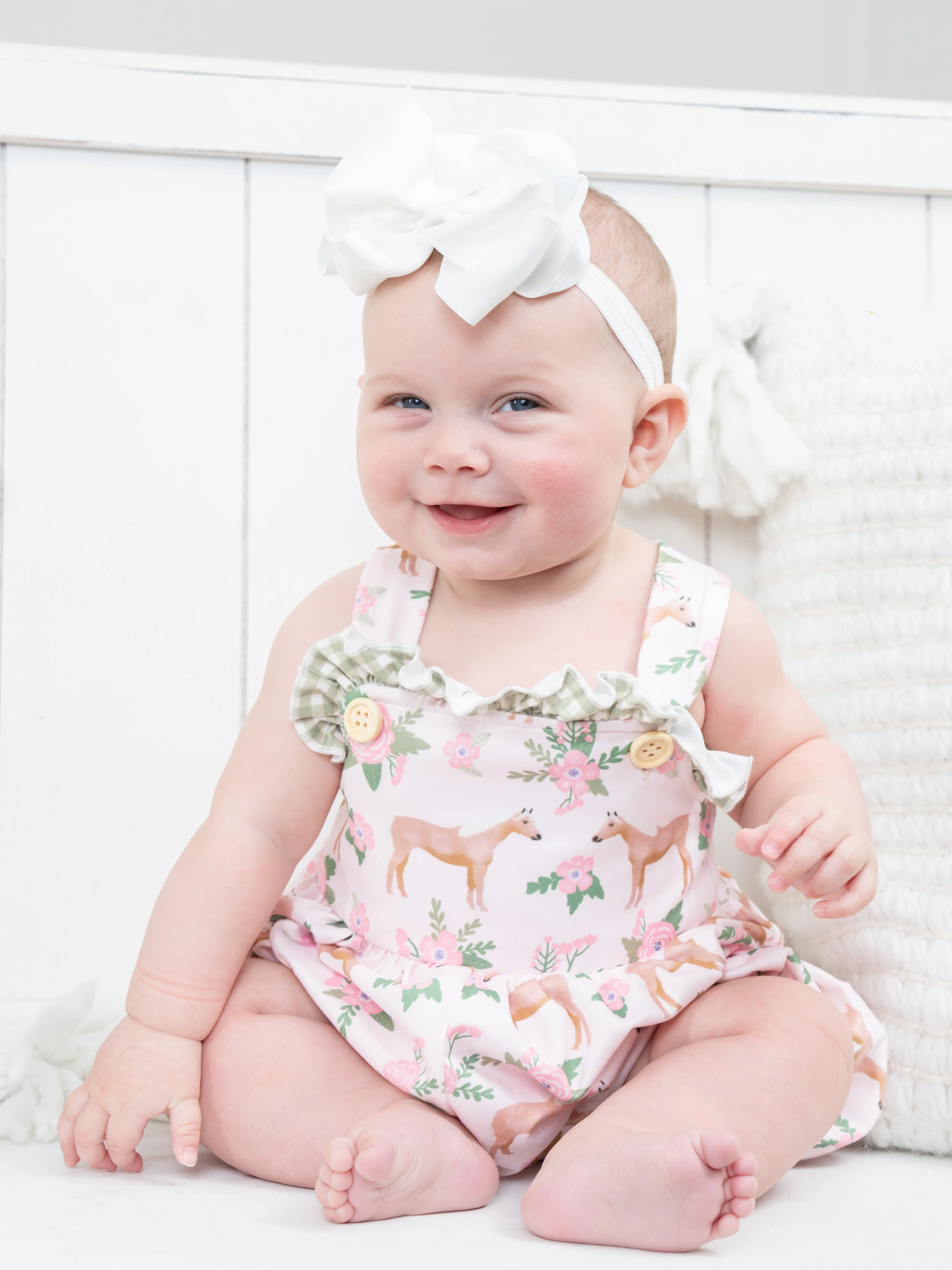 Sage Floral Horse Romper