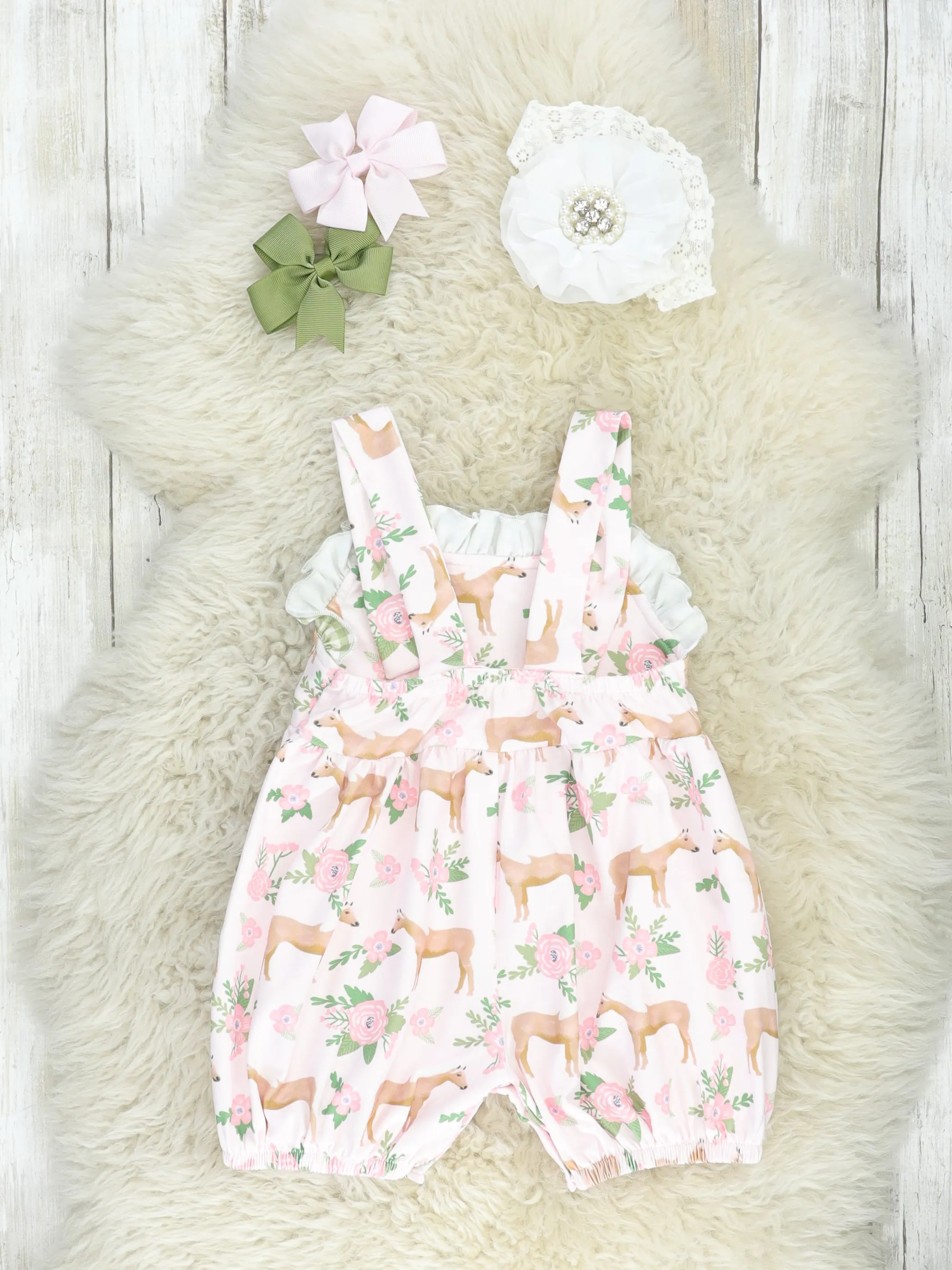 Sage Floral Horse Romper