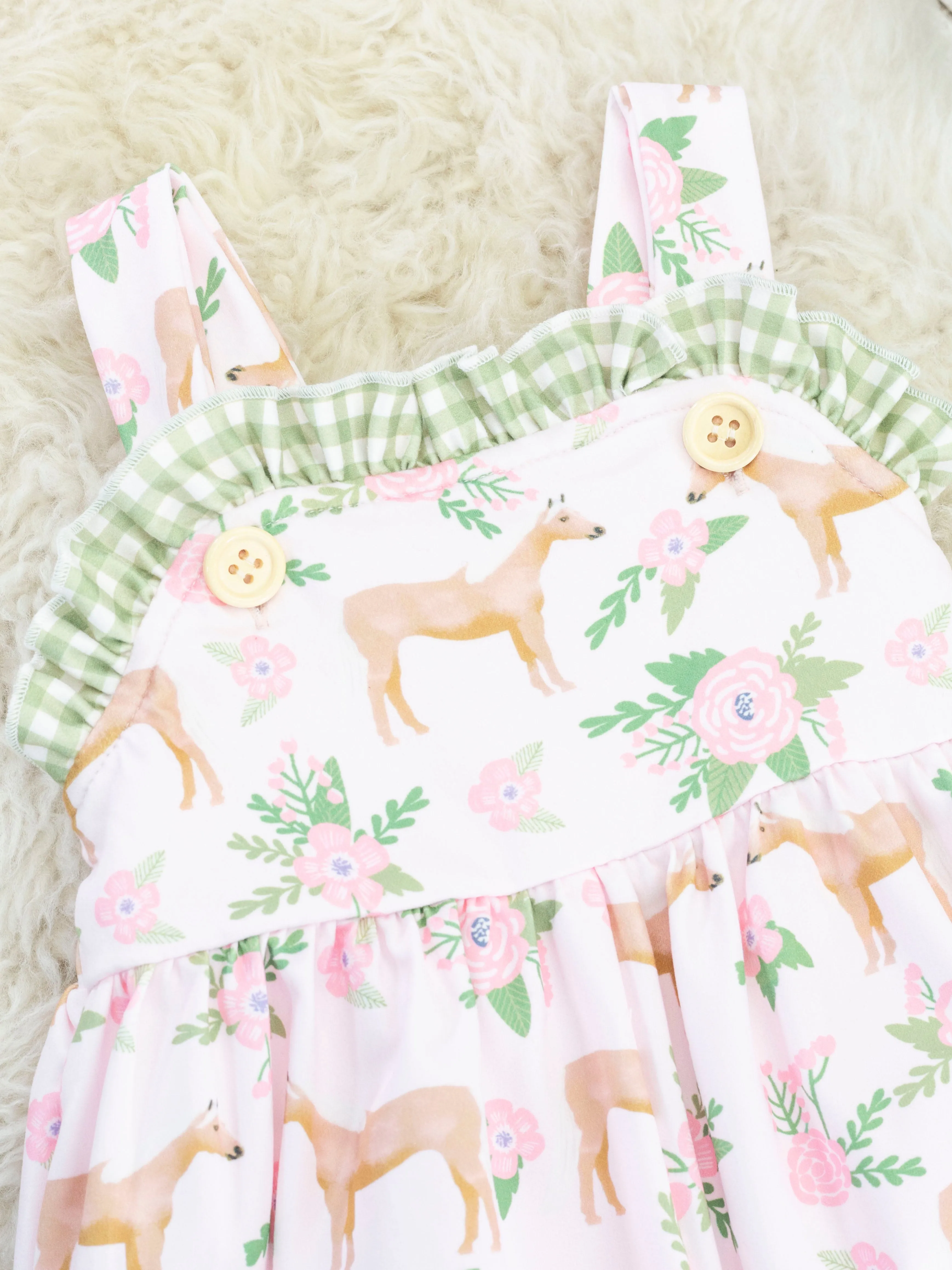 Sage Floral Horse Romper